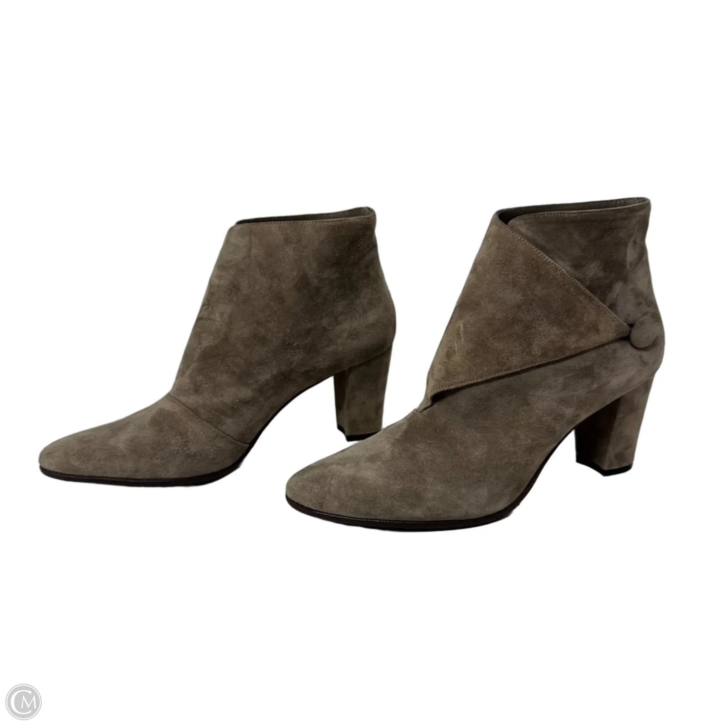 Diaz Suede Ankle Boots Luxury Designer By Manolo Blahnik In Taupe, Size: 7 (37)