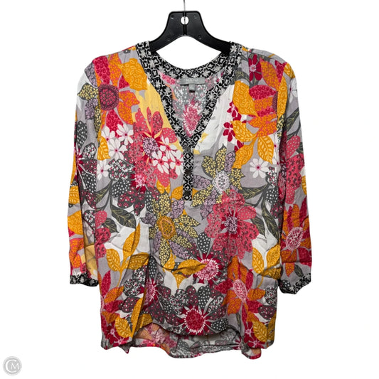 Top 3/4 Sleeve By Habitat In Floral Print, Size: S