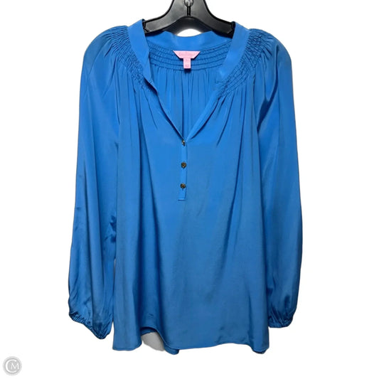 Silk Blouse Designer By Lilly Pulitzer In Blue, Size: L