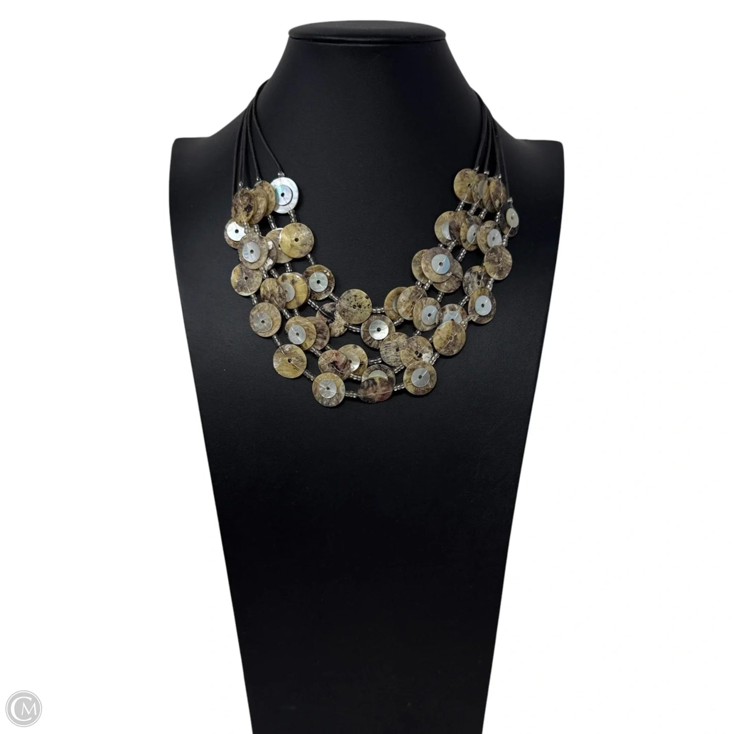 Layered Shell Button Statement Necklace