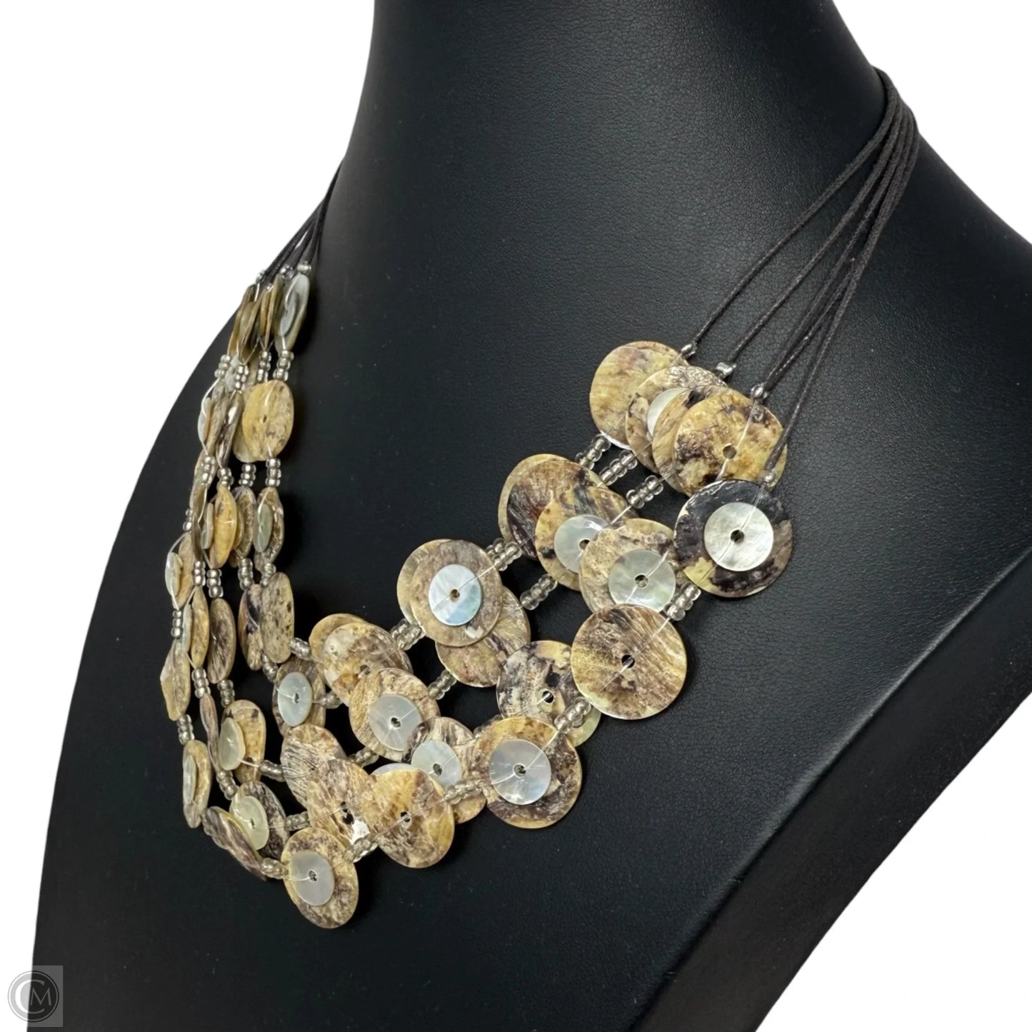 Layered Shell Button Statement Necklace