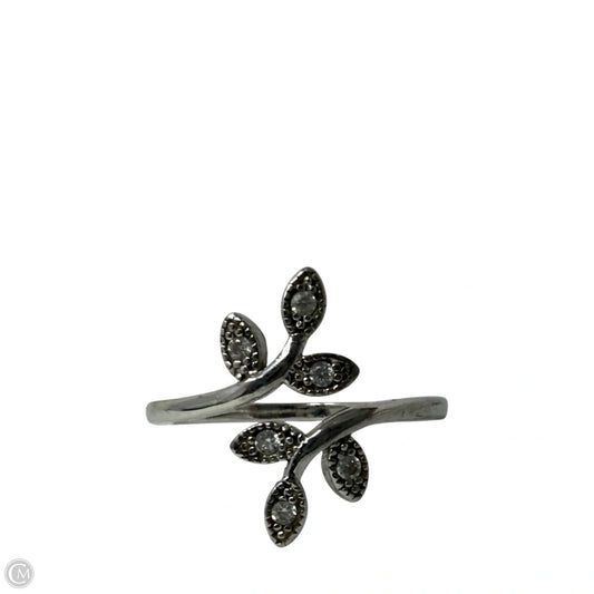 Sterling Silver & CZ Leaf Bypass Ring By IBB, Size: 8