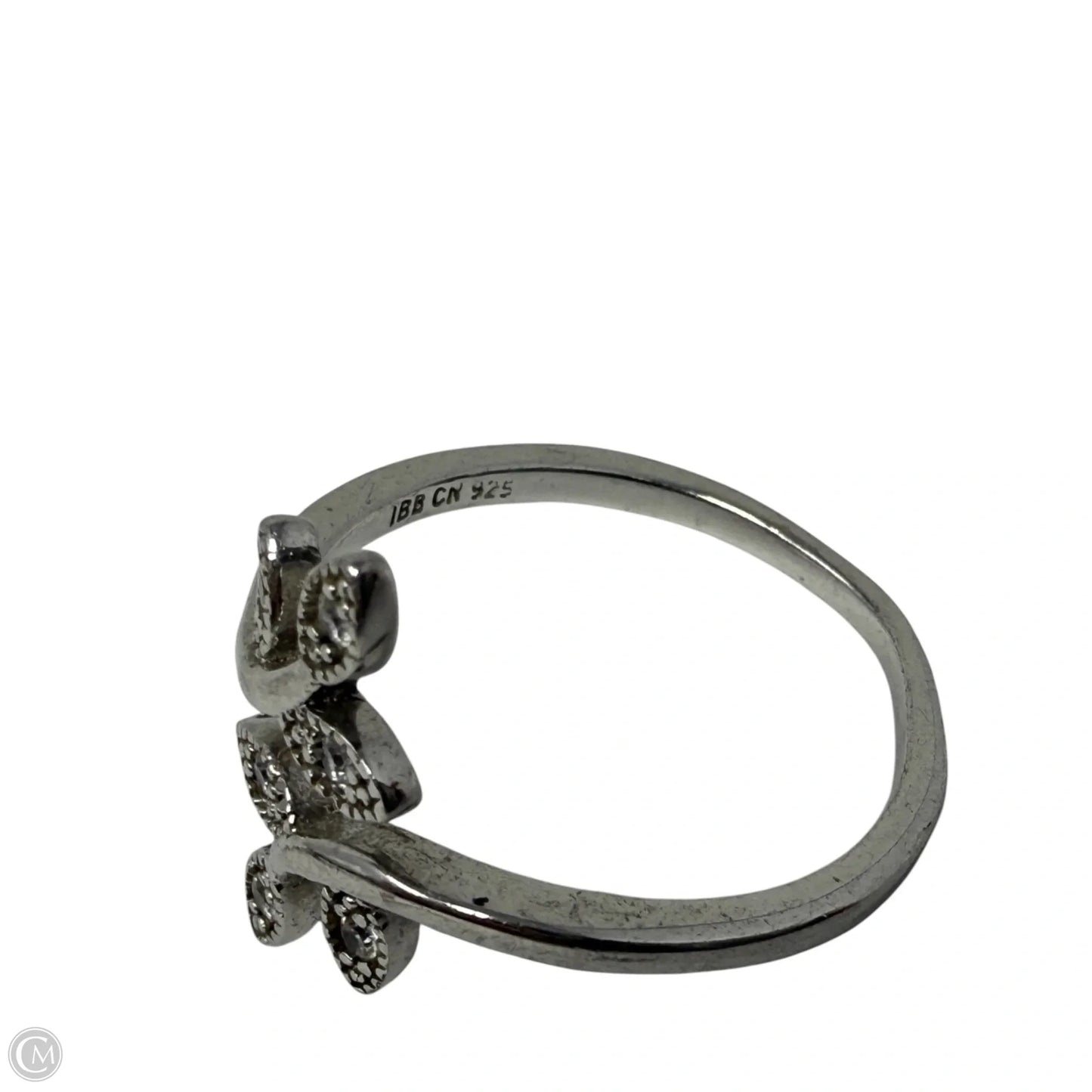 Sterling Silver & CZ Leaf Bypass Ring By IBB, Size: 8