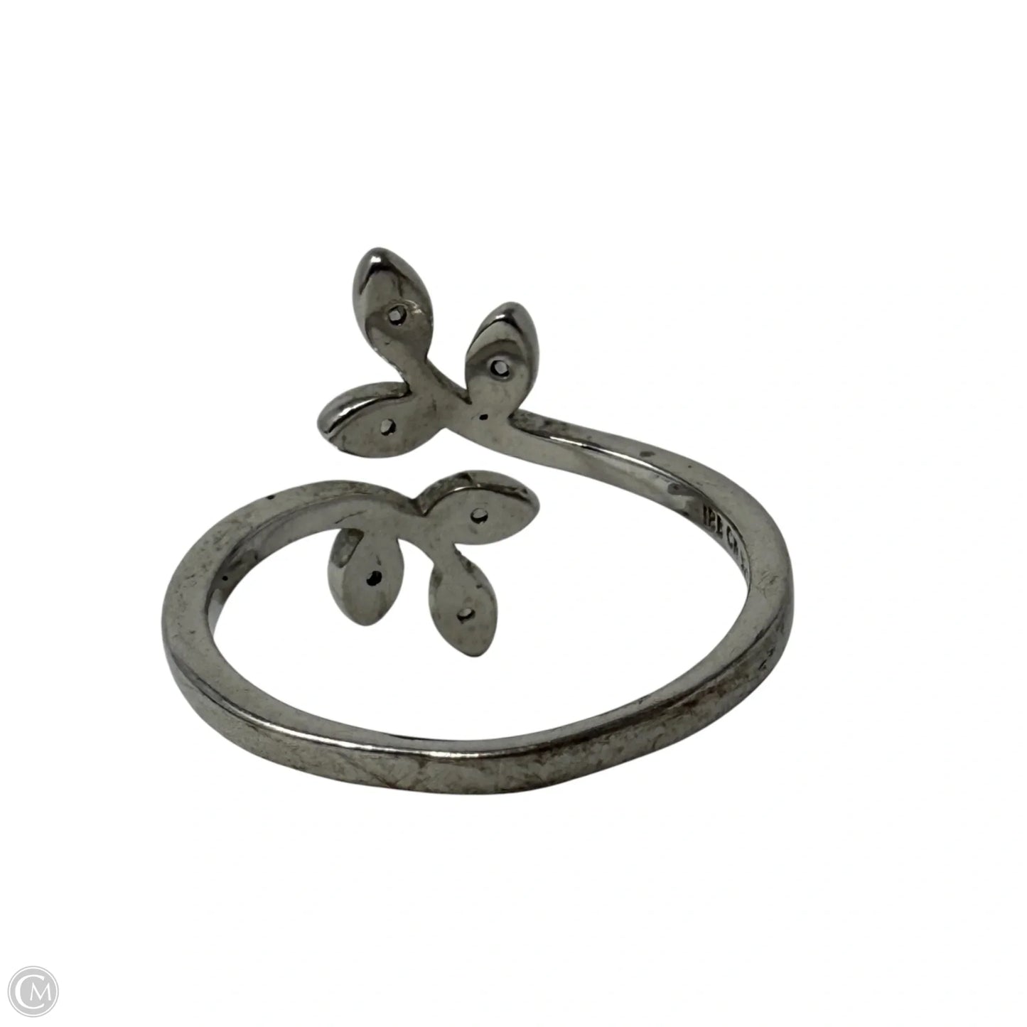 Sterling Silver & CZ Leaf Bypass Ring By IBB, Size: 8