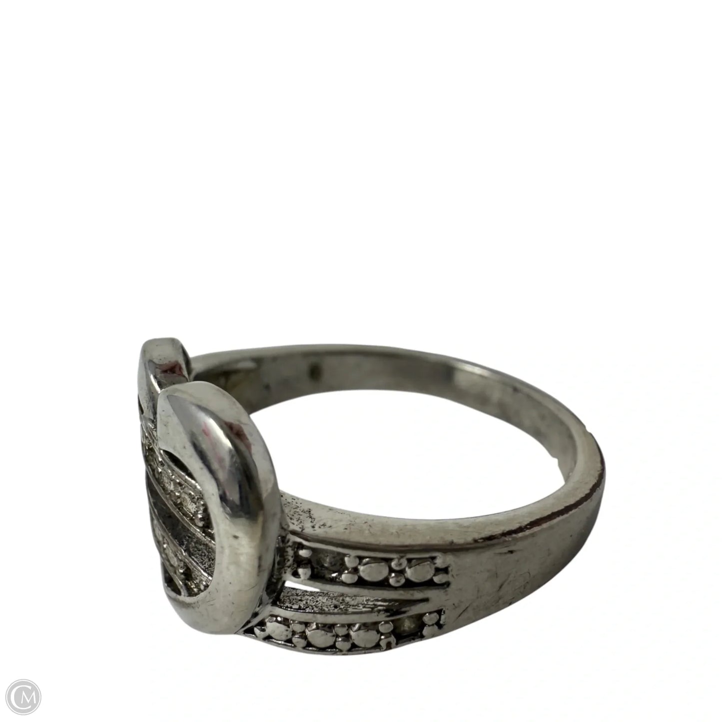 Vintage Sterling Silver & Cubic Zirconia Heart Statement Ring, Size: 9