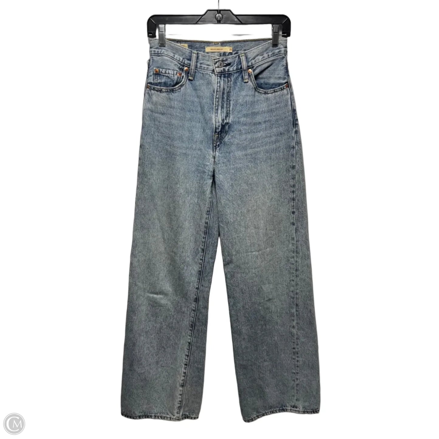 Ribcage Wide Leg Jeans By Levis In Blue Denim, Size: 2/26