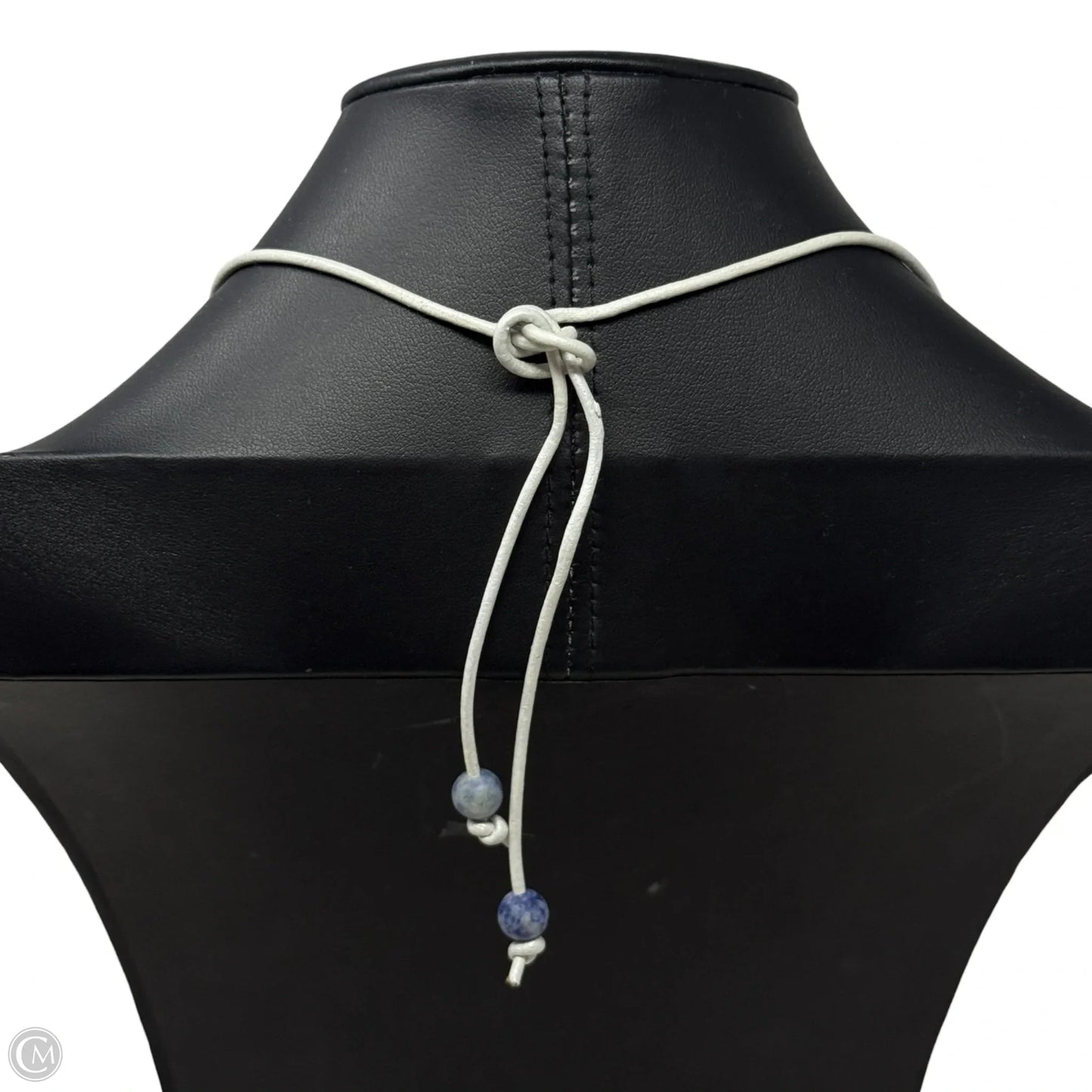 Sterling Silver, Stacked Blue Semi Precious Stone On Leather Cord Pendant Necklace By Simon Sebbag