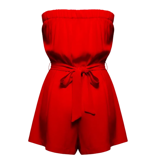 Miranda Silk Romper Designer By Diane Von Furstenberg In Red, Size: 6
