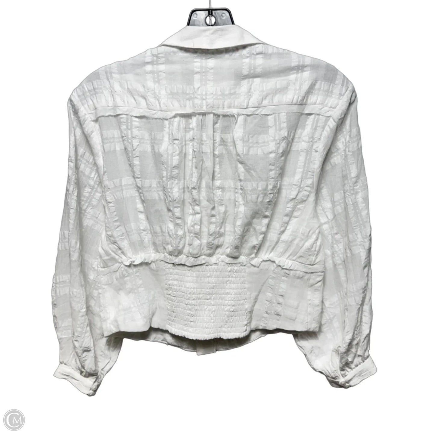 Smocked Buttondown Blouse By Anthropologie In White, Size: XXS