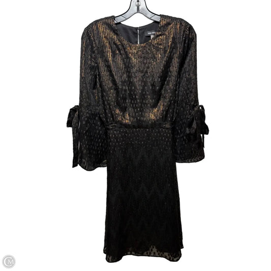 Metallic Dress Party Midi By Nine West Apparel In Black, Size: 10
