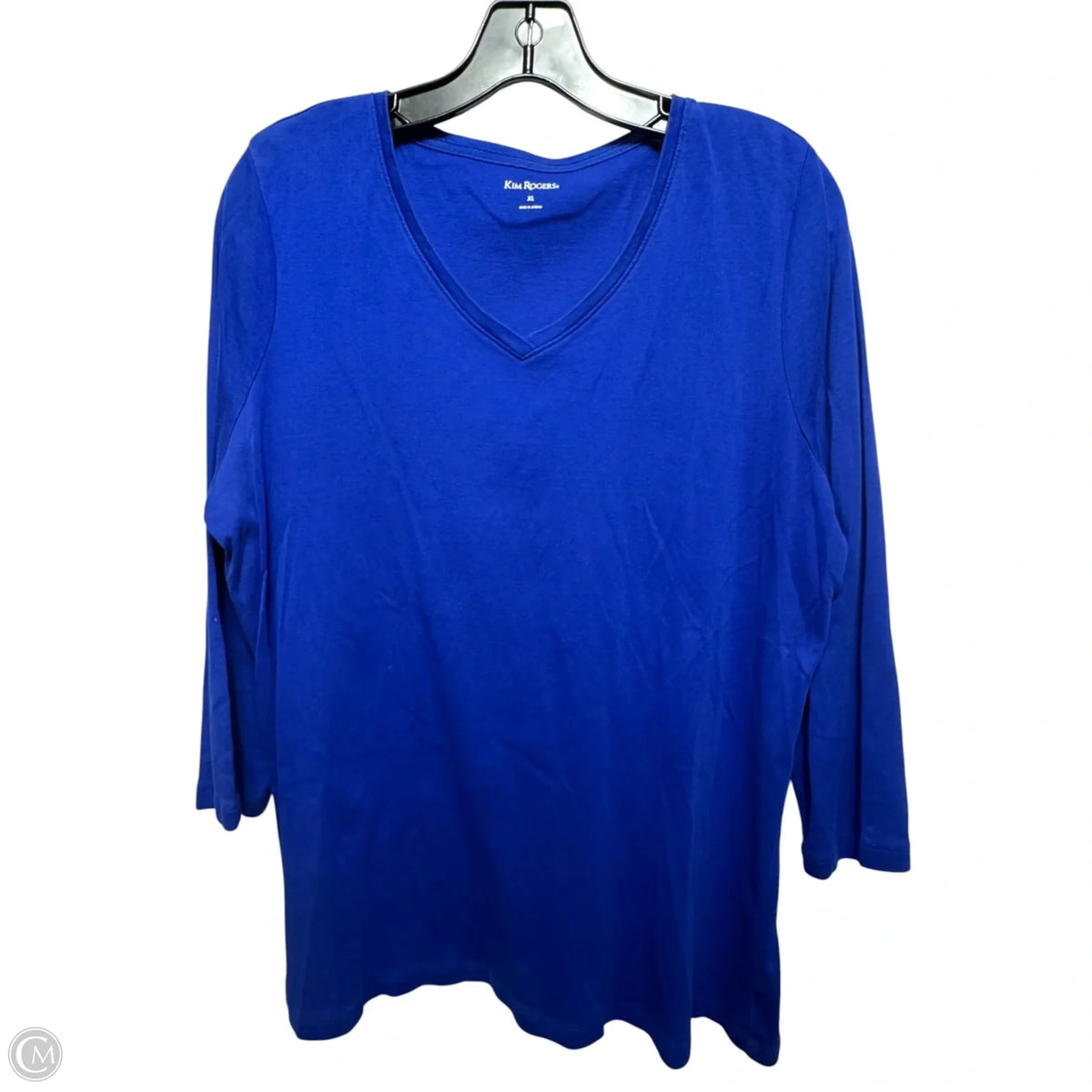Top Long Sleeve Basic By Kim Rogers In Blue, Size: Xl