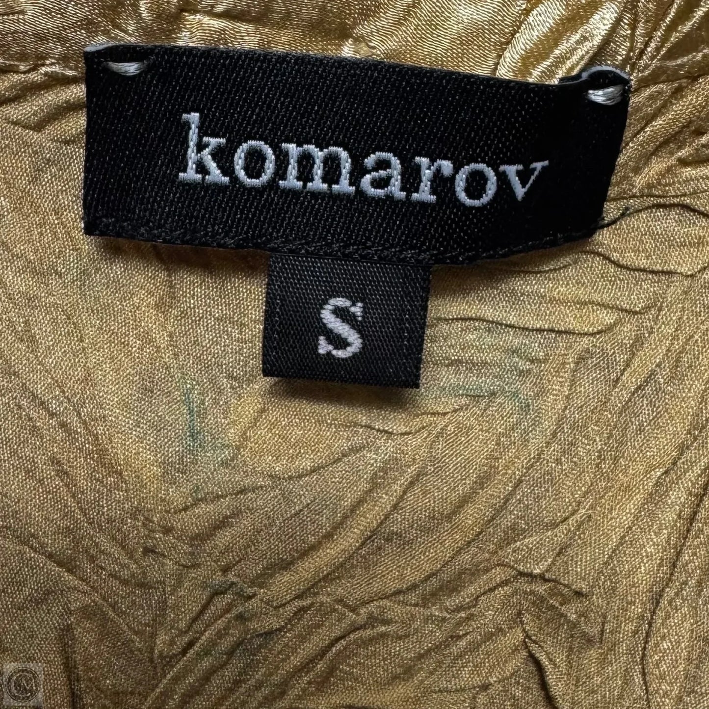 Crinkle Evening Tank & Trouser Set 2pc By Komarov In Gold & Green, Size: S