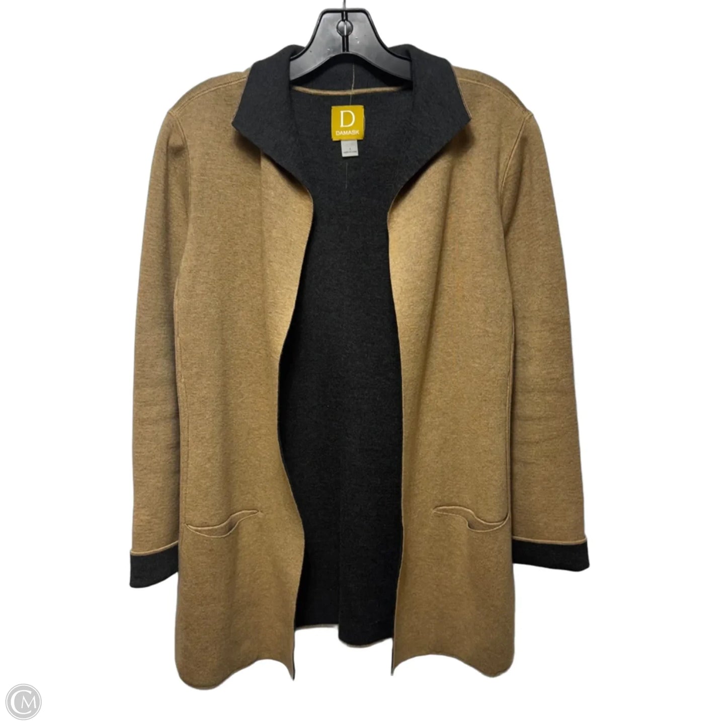 Sweater Cardigan By Damask In Grey & Tan, Size: S