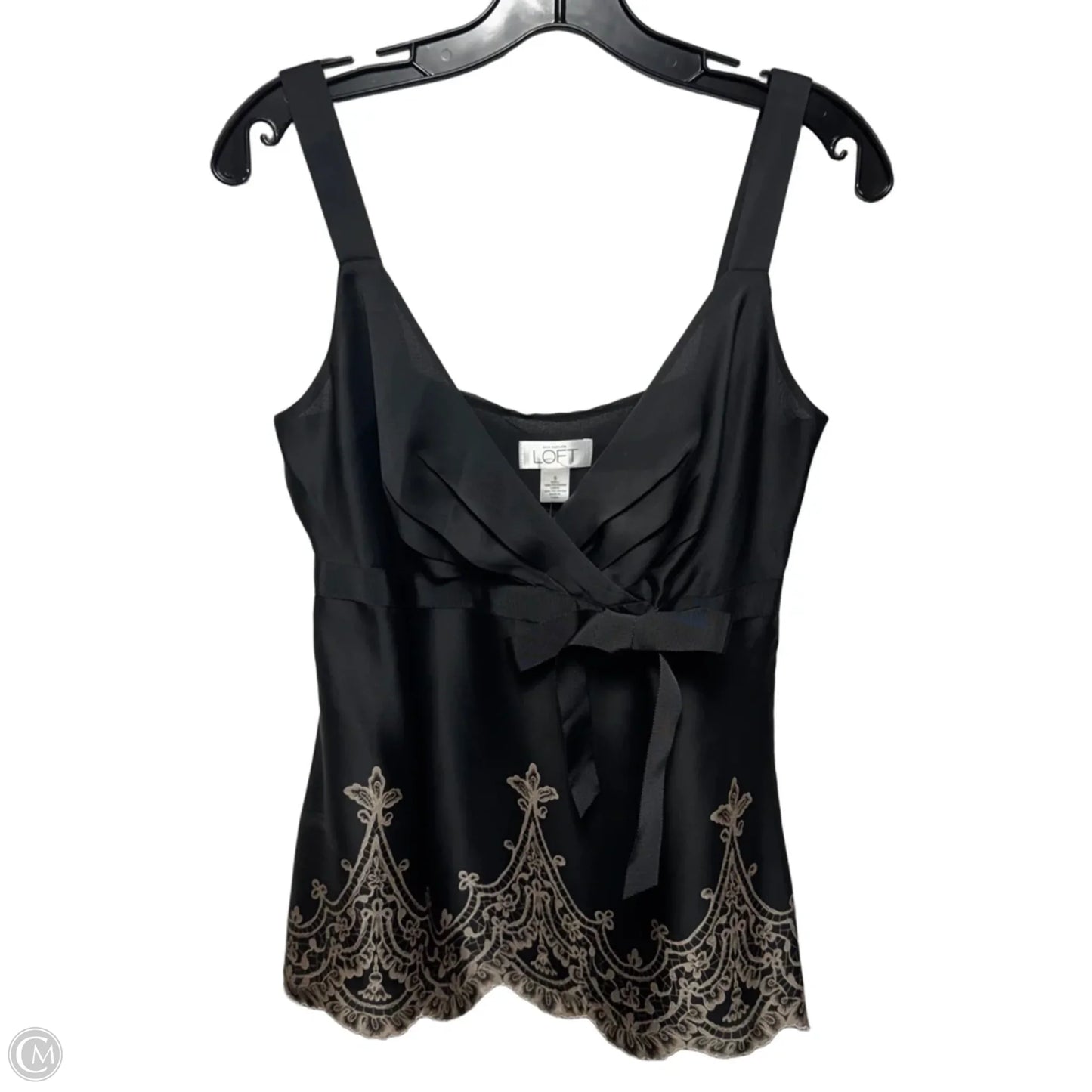 Top Sleeveless By Loft In Black & Cream, Size: 6