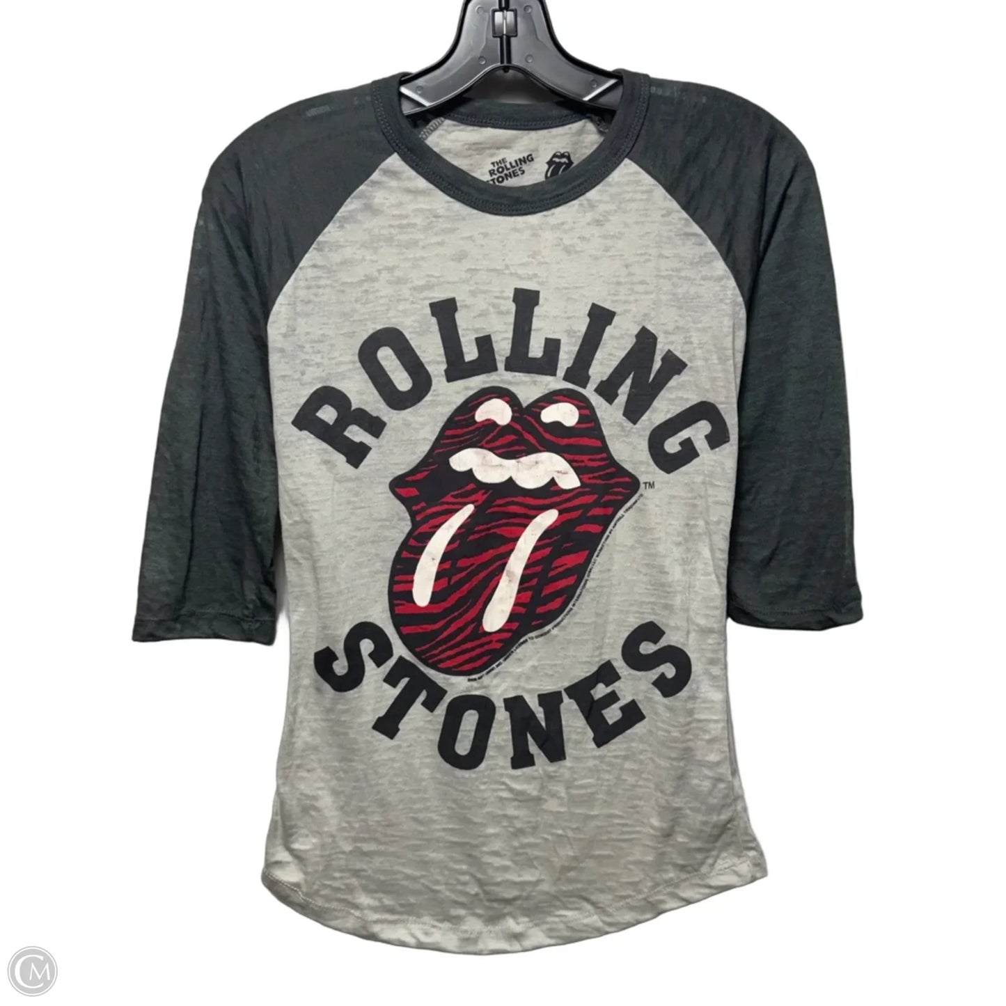 Rolling Stones Graphic Top 3/4 Sleeve In Black & Grey, Size: S