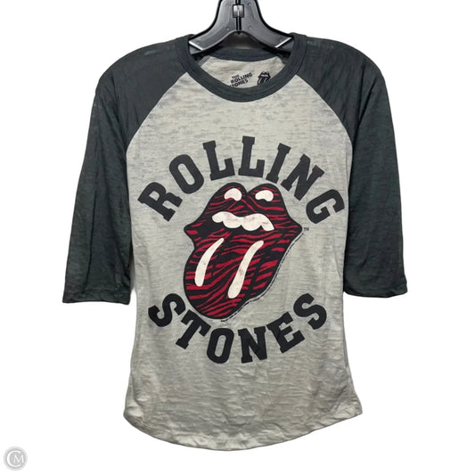 Rolling Stones Graphic Top 3/4 Sleeve In Black & Grey, Size: S