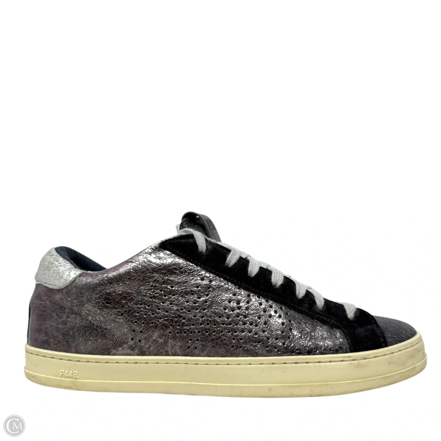 John Low Top Metallic Leather Sneakers By P448 In Silver, Size: 8 (38)