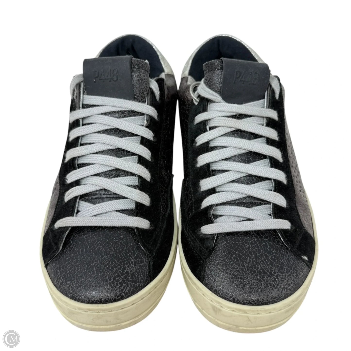 John Low Top Metallic Leather Sneakers By P448 In Silver, Size: 8 (38)