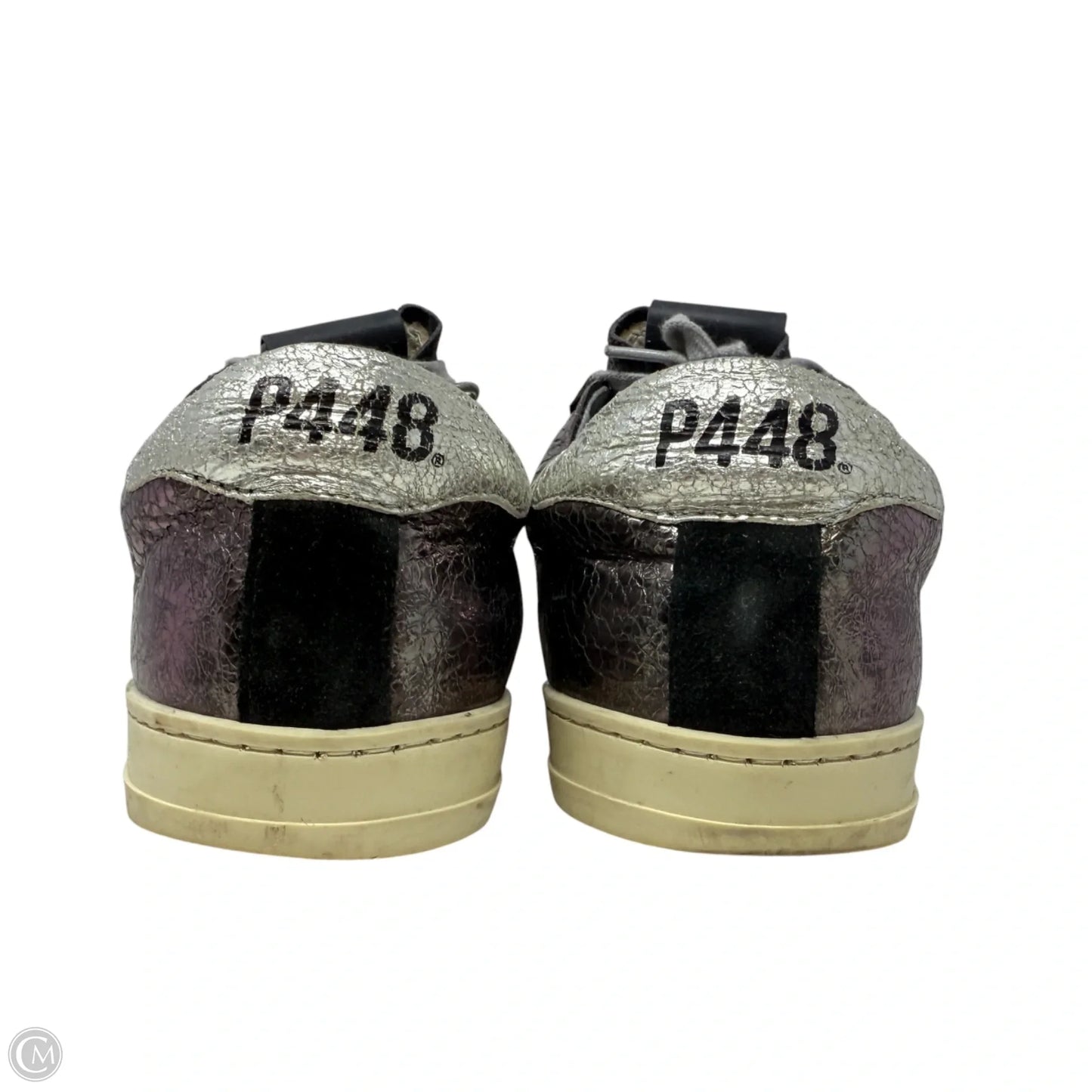 John Low Top Metallic Leather Sneakers By P448 In Silver, Size: 8 (38)