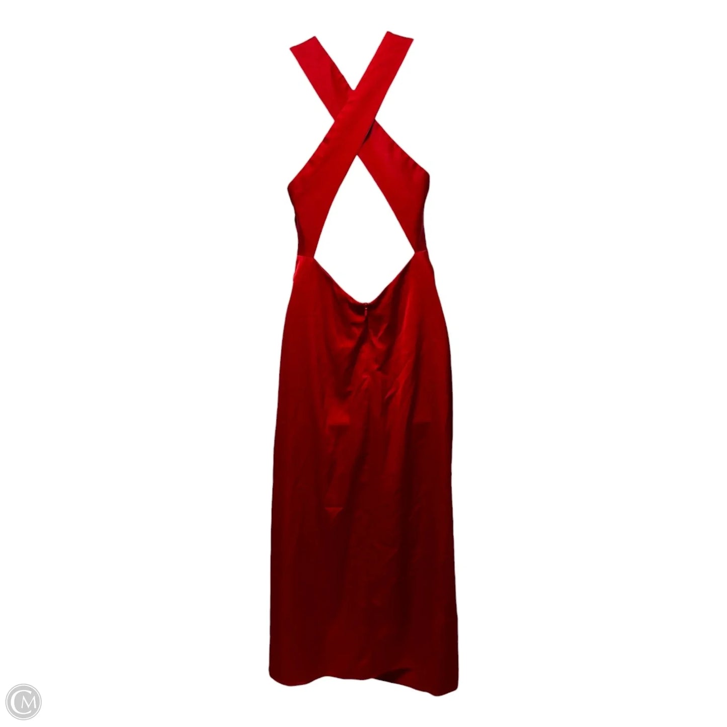 Cowl Neck Satin Back Cross Long Dress By Commense In Red, Size: S