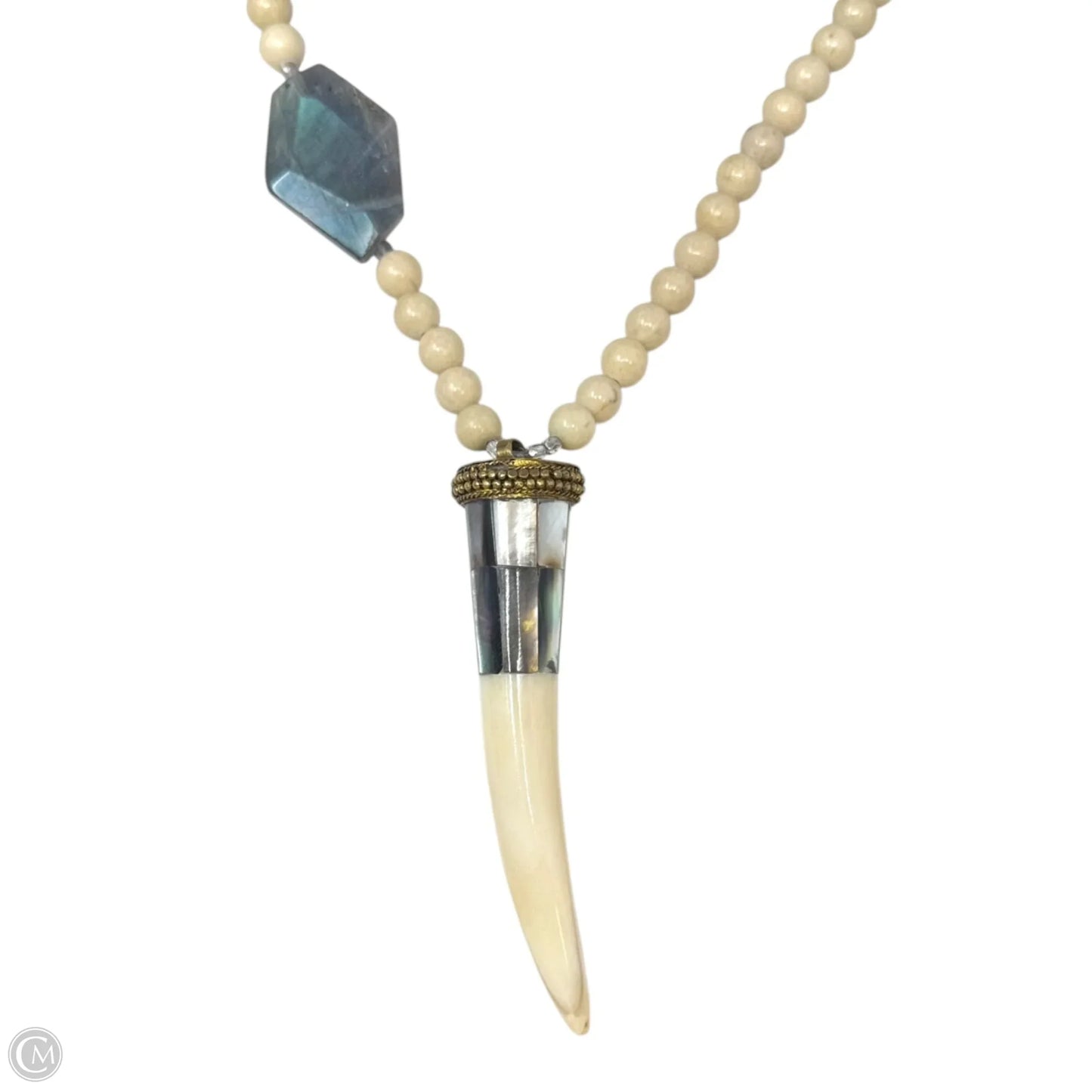 Faux Horn & Labradorite Beaded Statement Necklace