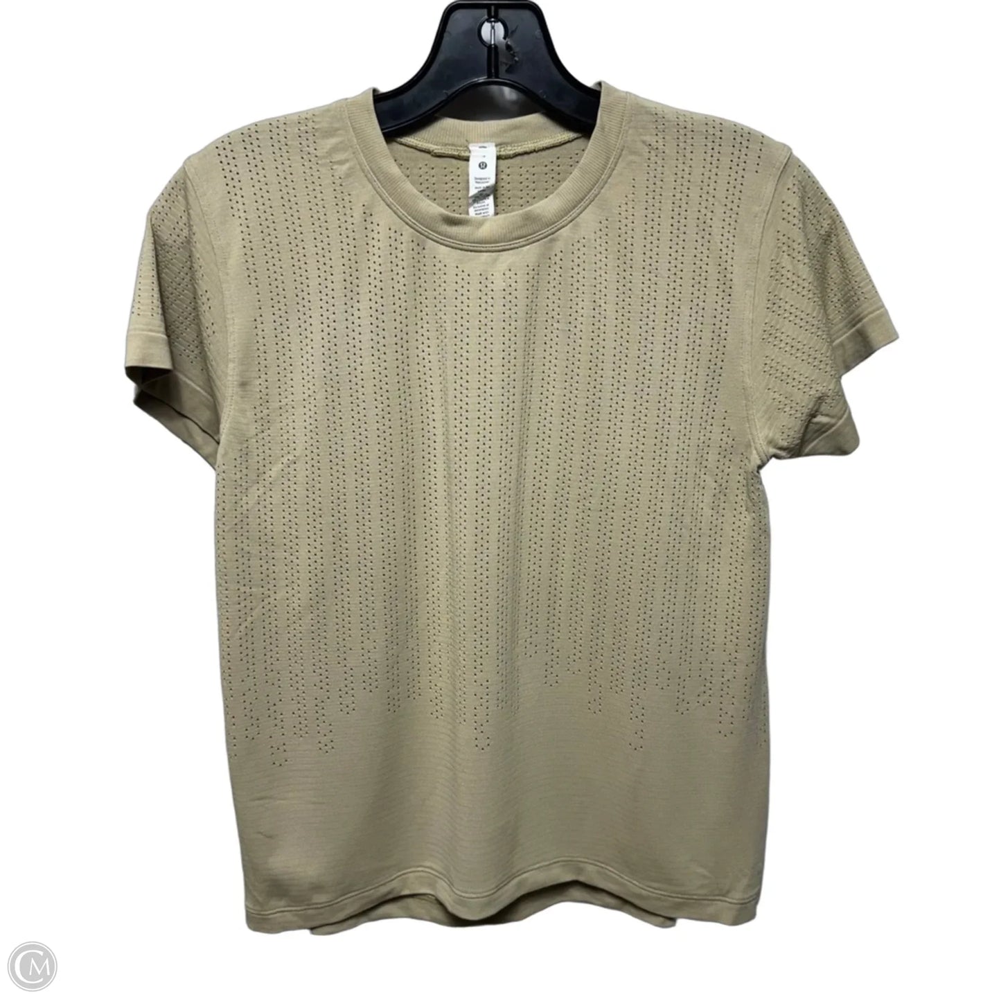 Perforated Athletic Top Short Sleeve By Lululemon In Tan, Size: 4