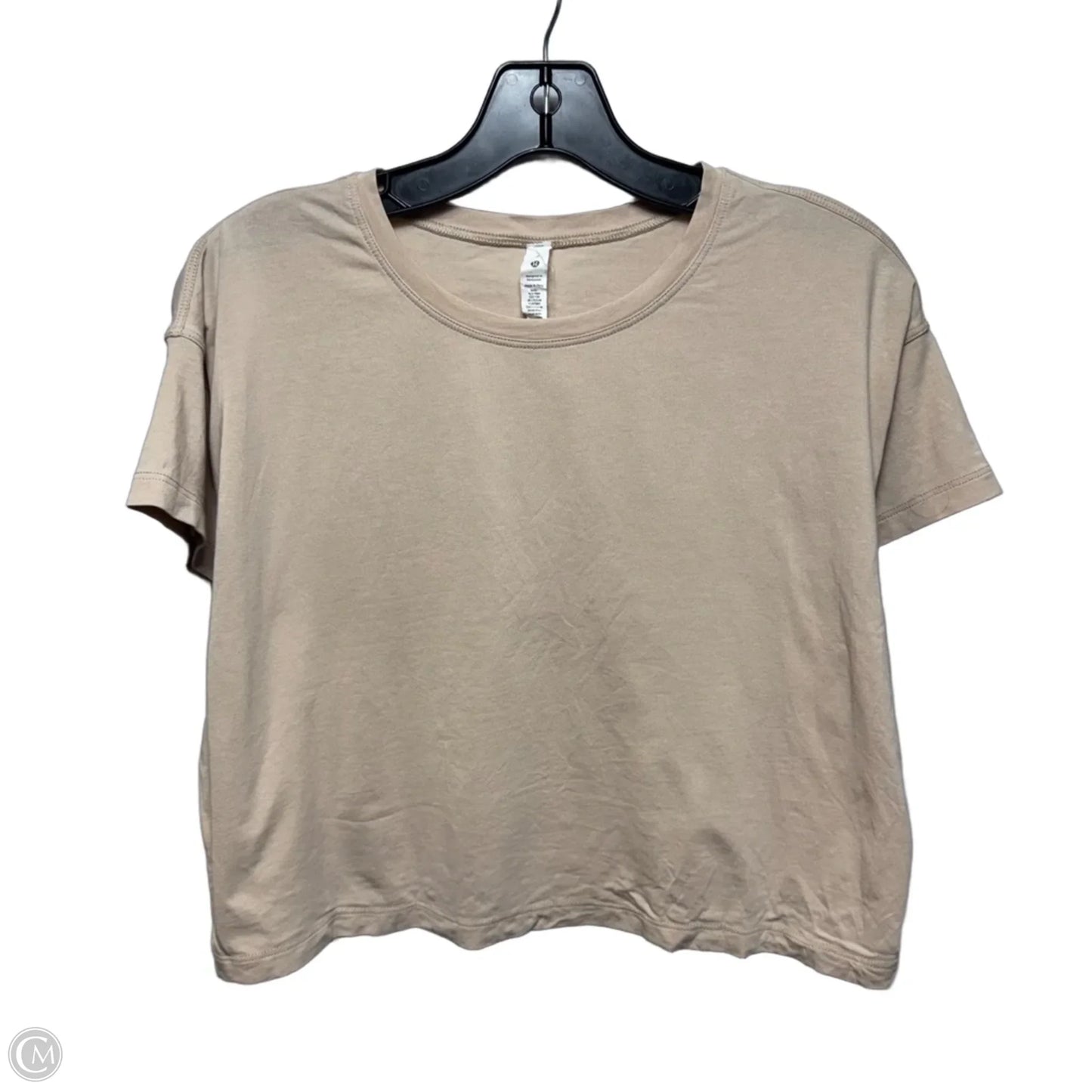 Cropped Athletic Top Short Sleeve By Lululemon In Tan, Size: 6
