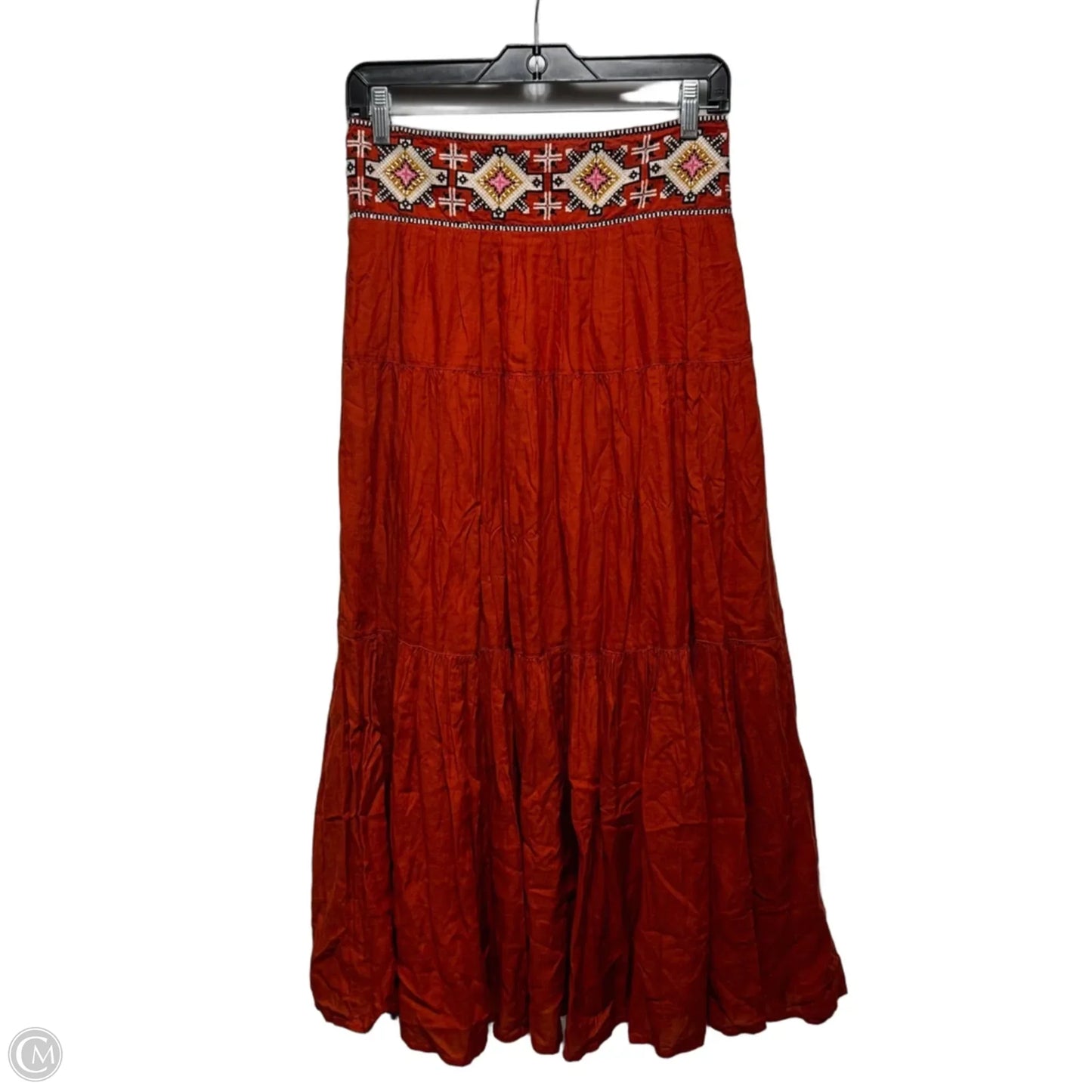 Embroidered Waist Skirt Maxi By Anthropologie In Brown, Size: Xs