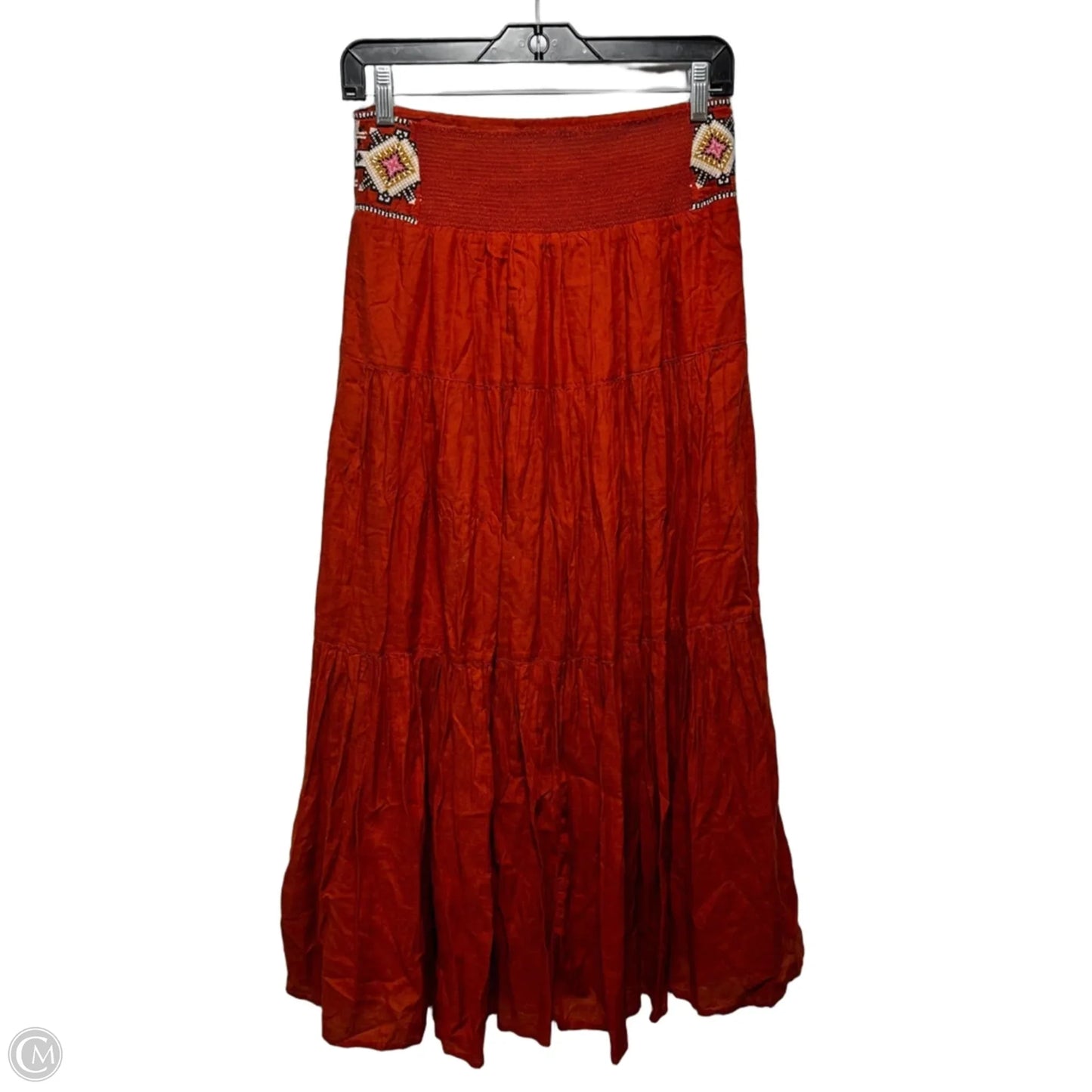 Embroidered Waist Skirt Maxi By Anthropologie In Brown, Size: Xs