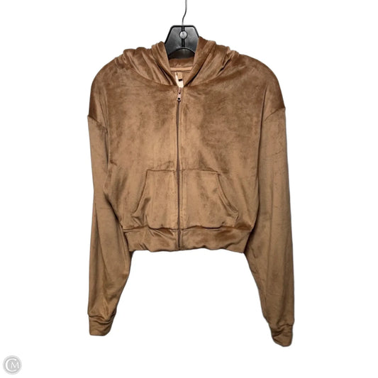 Cropped Velour Zip Hoodie By Skims In Brown, Size: Xs