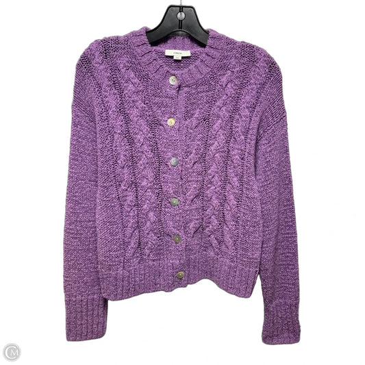 Cable Knit Sweater Cardigan By Vince In Purple, Size: M