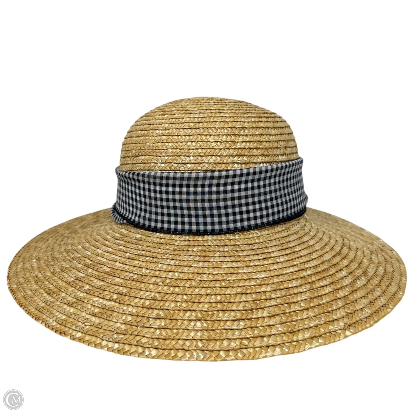 Straw Sun Hat With Gingham Bow By Talbots
