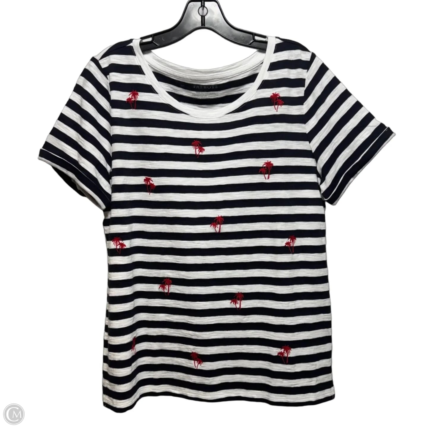 Top Short Sleeve By Talbots In Striped Pattern, Size: M