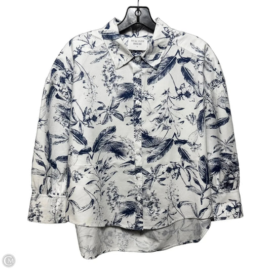 Beau Boyfriend Top Long Sleeve By Hyacinth House In Blue & White, Size: M
