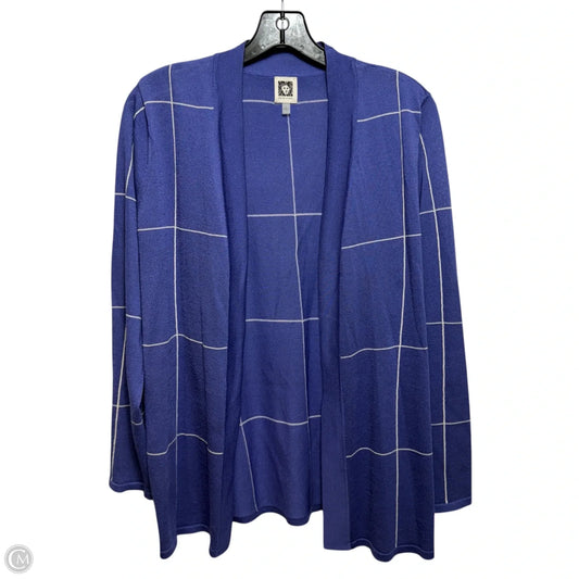 Open Front Sweater Cardigan By Anne Klein In Purple, Size: L