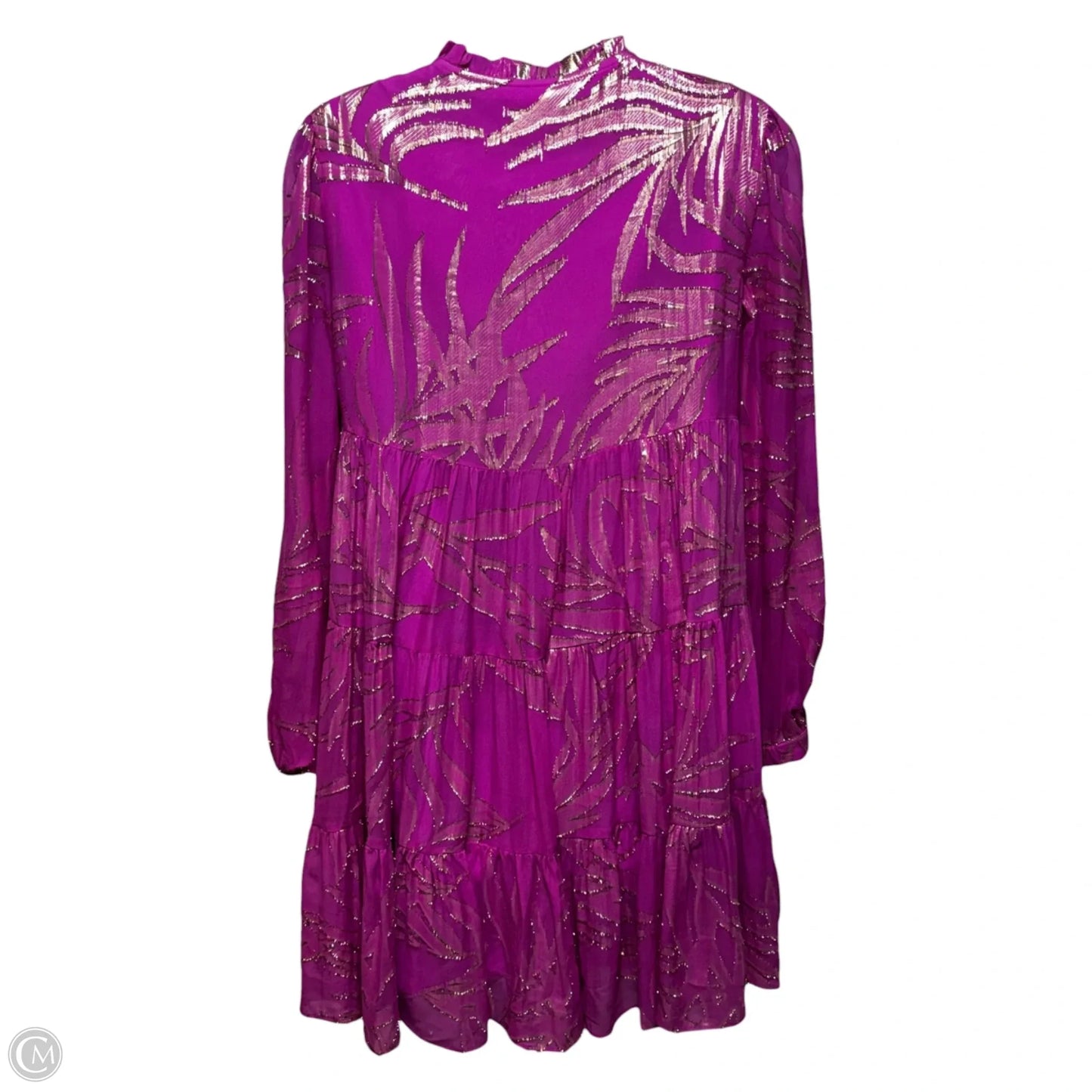 Sarita Silk Metallic Dress Designer By Lilly Pulitzer In Gold & Pink, Size: 0
