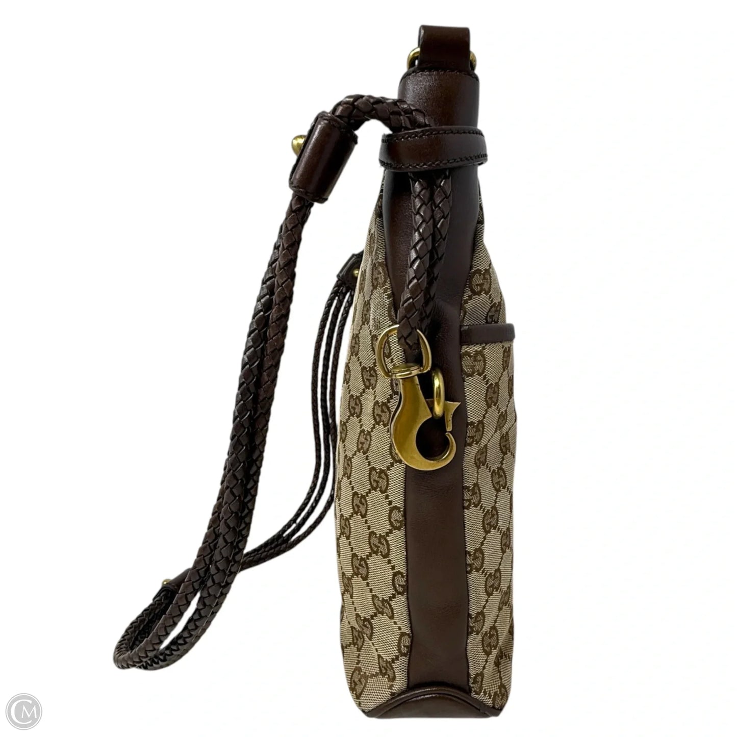 Vintage GG Monogram Canvas Braided Messenger Shoulder Bag  Luxury Designer By Gucci, Size: Medium