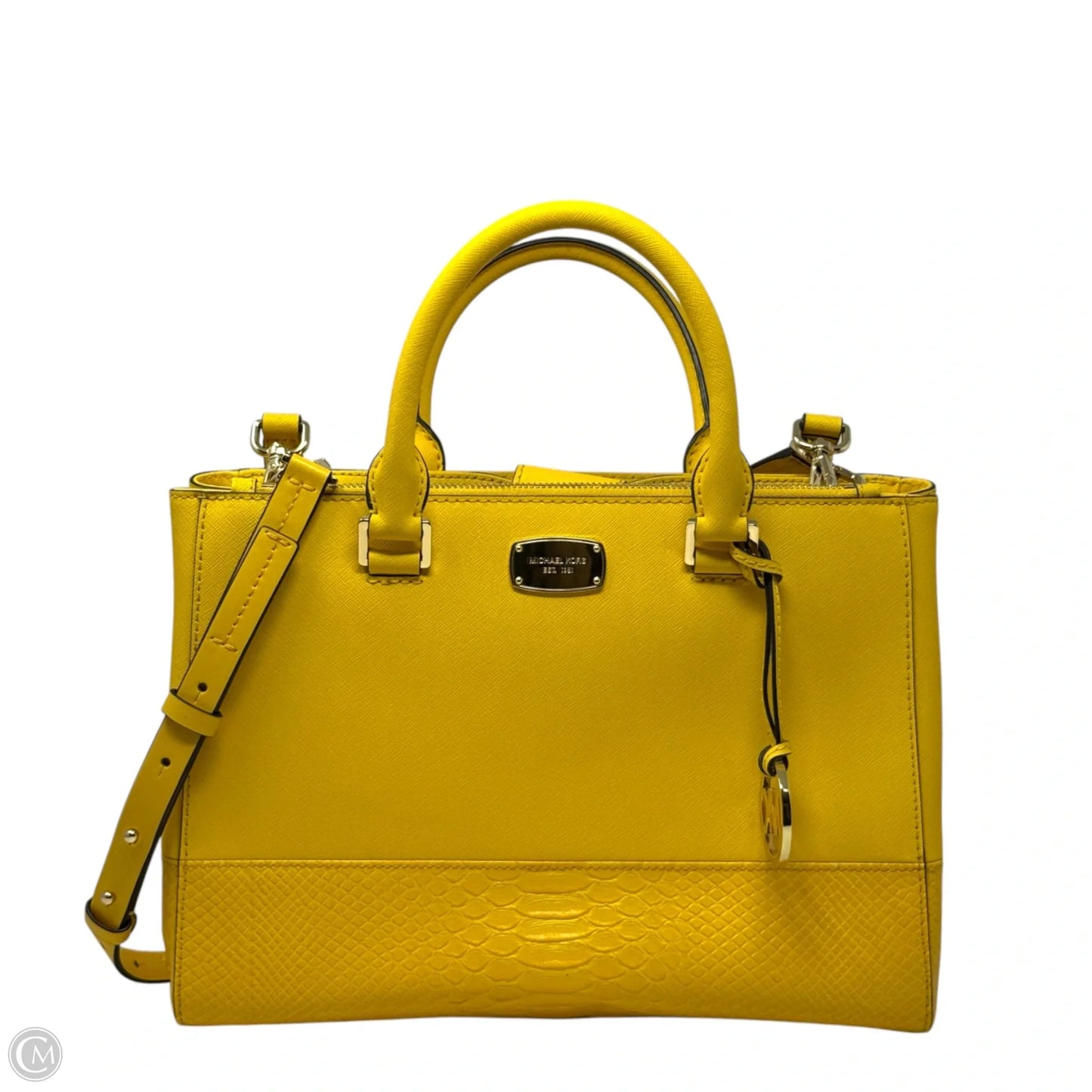 Saffiano & Embossed Leather Kellen Satchel By Michael By Michael Kors, Size: Medium