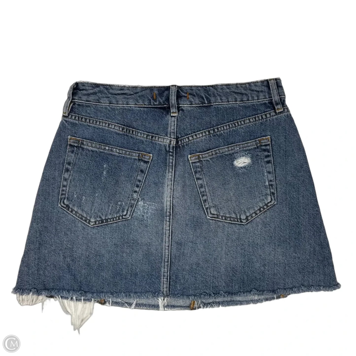 Button Front Distressed Denim Mini Skirt By We The Free In Blue Denim, Size: 6