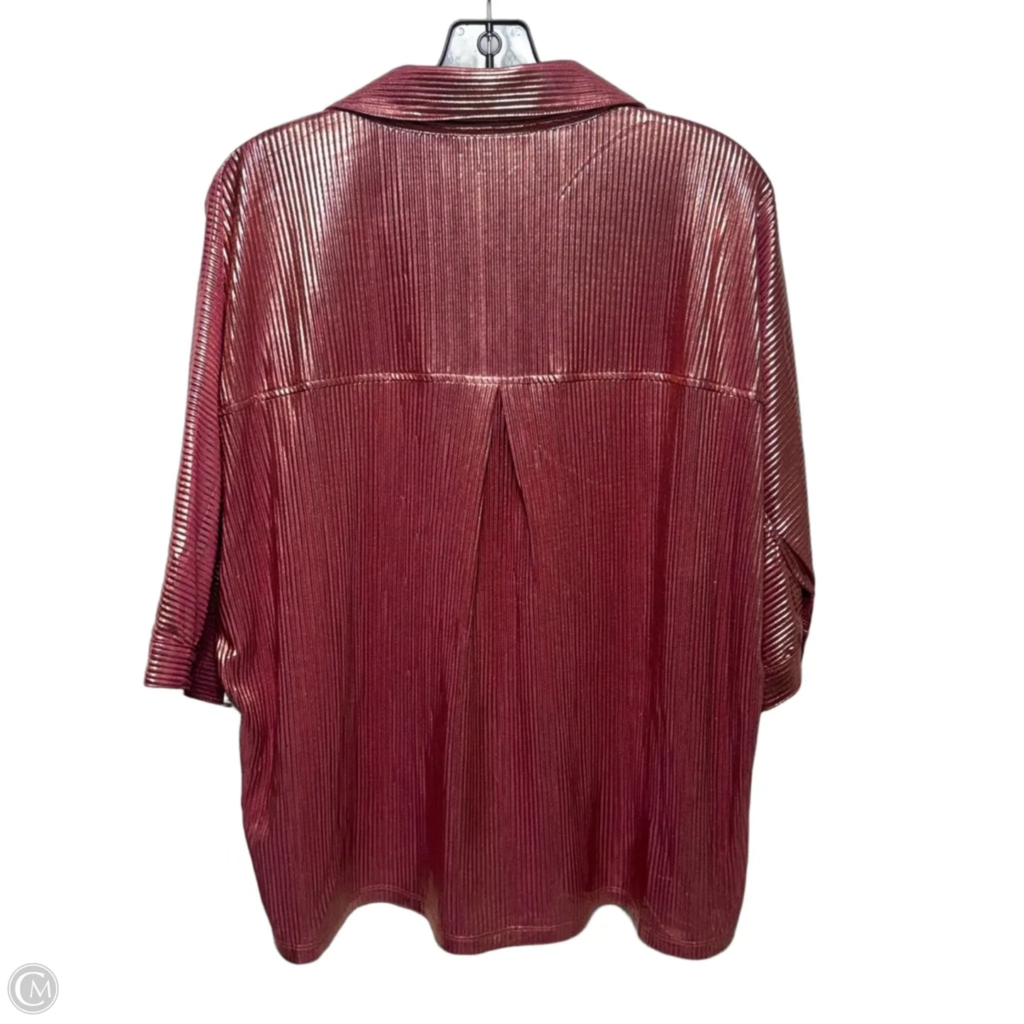 Magic Moments Metallic Top Short Sleeve By John Mark In Rose Gold, Size: Xlp