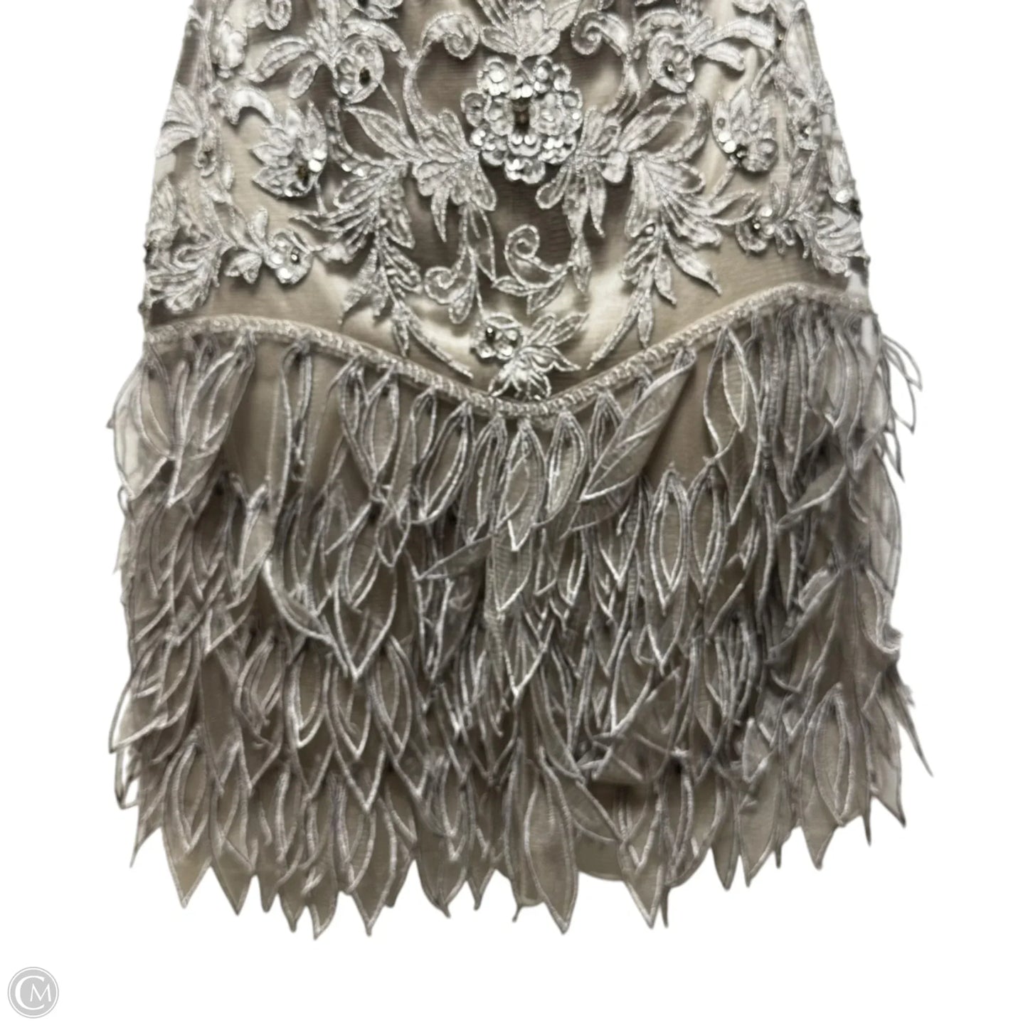Strapless Embellished Cocktail Dress Party Short By Sue Wong Nocturne In Silver, Size: 4