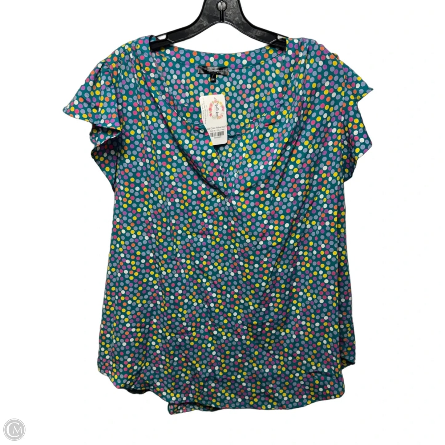 Top Short Sleeve By Andree By Unit In Polkadot Pattern, Size: 2x
