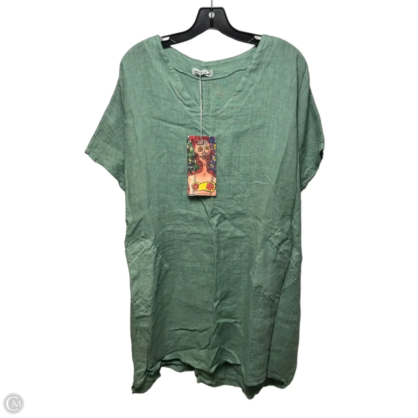 Linen Dress Casual Short By colette In Green, Size: Osfm