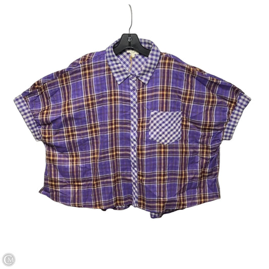 Top Short Sleeve By Easel In Plaid Pattern, Size: M