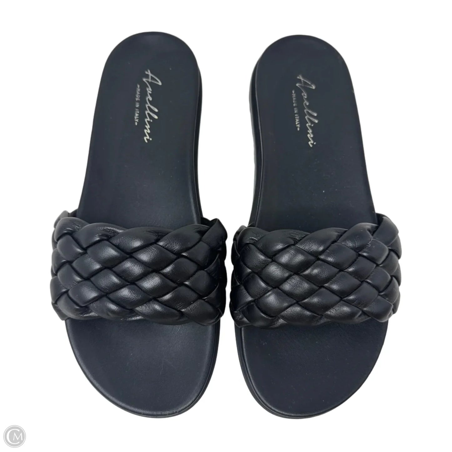 Braided Slide Sandals Flats By Avellini In Black, Size: 39