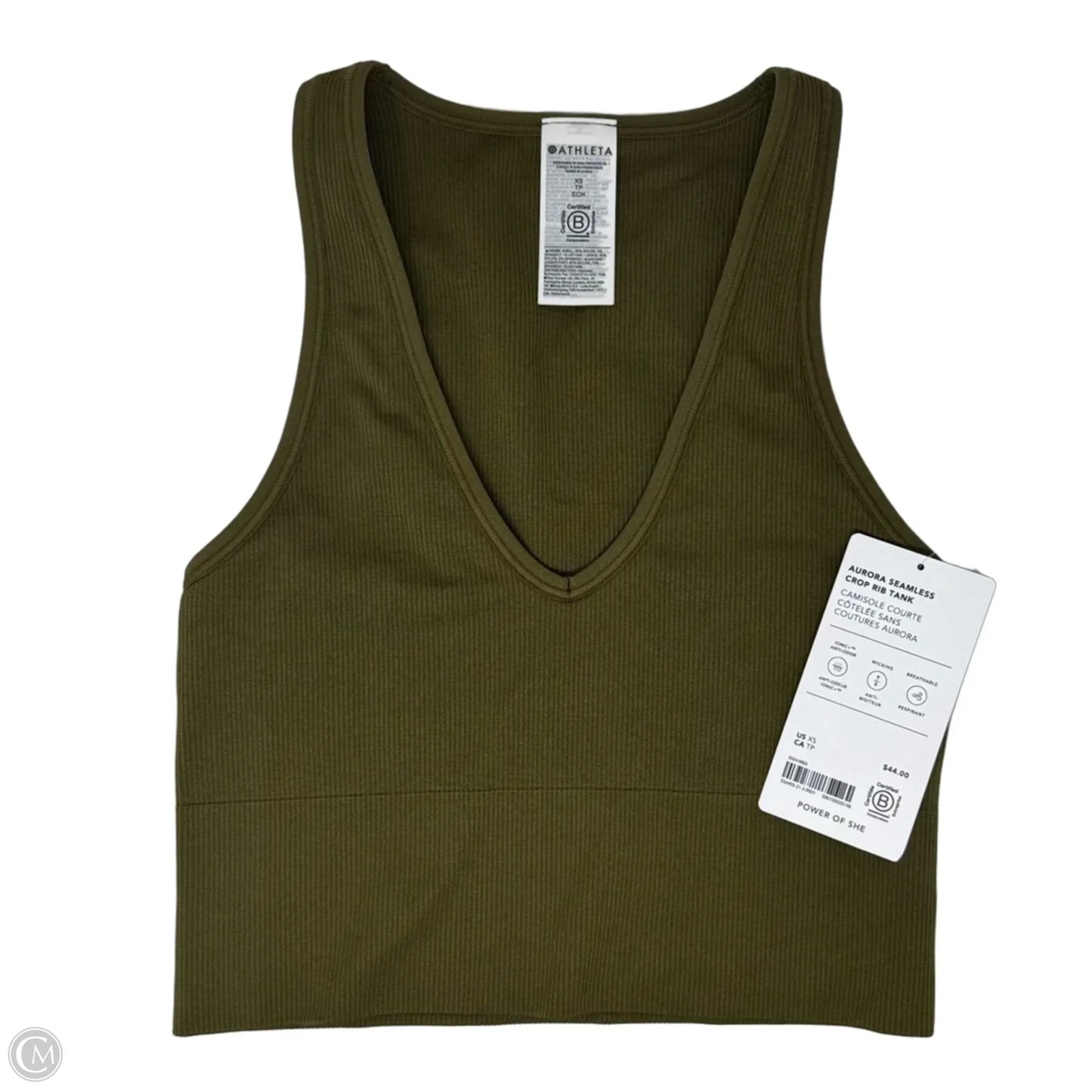 Aurora Seamless Crop Athletic Tank Top By Athleta In Green, Size: Xs