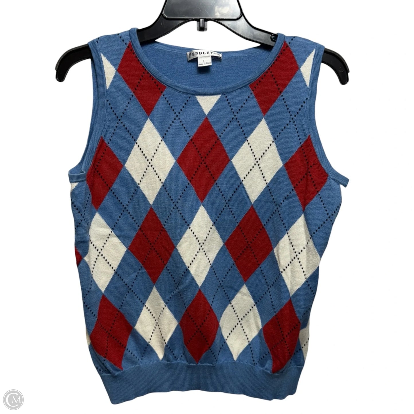 100% Cotton Argyle Sweater Vest By Pendleton In Blue, Size: L