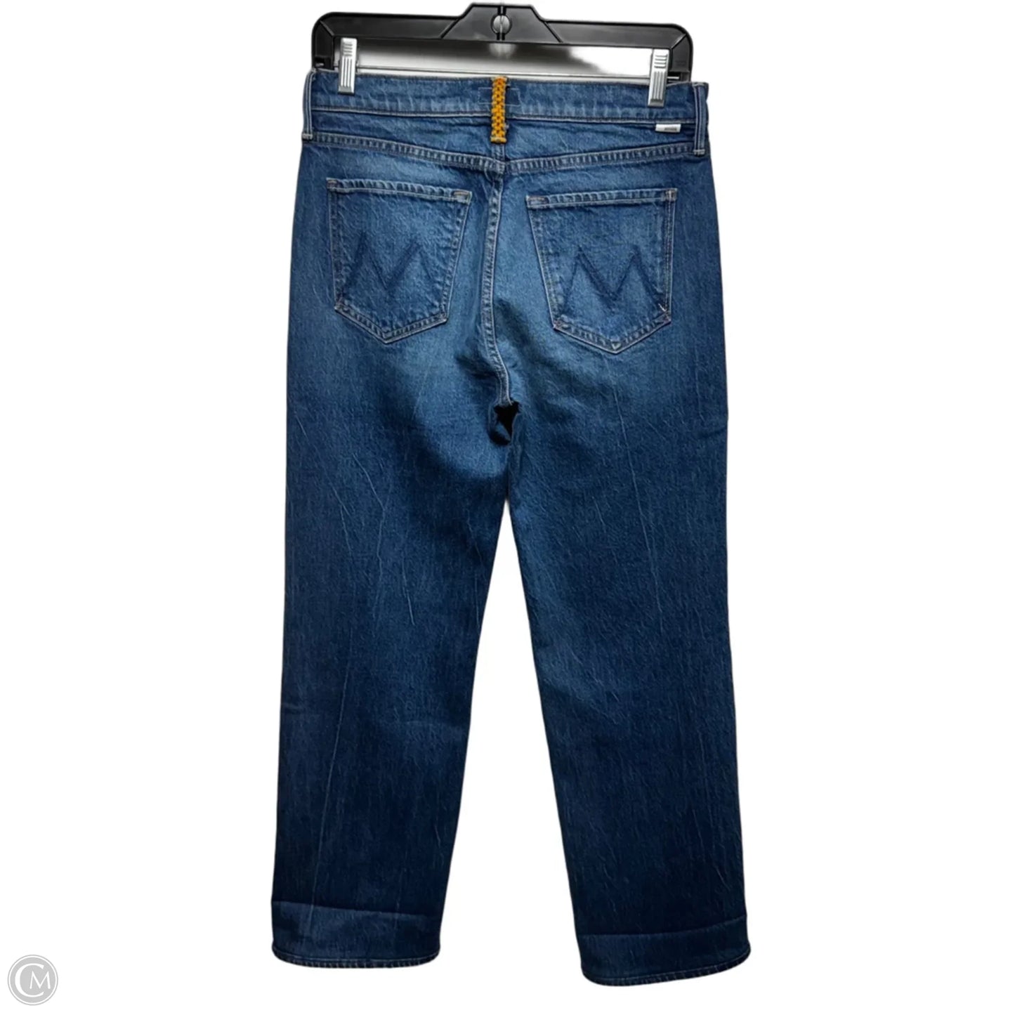 Checkerboard Duster Flood Cuff Jeans Straight By Mother In Blue Denim, Size: 2