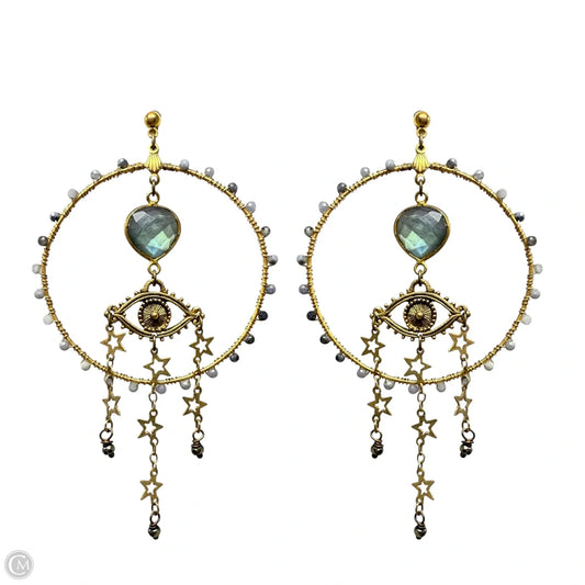 Starry-Eyed Evil Eye Dangle Hoop Earrings By Trollbinde