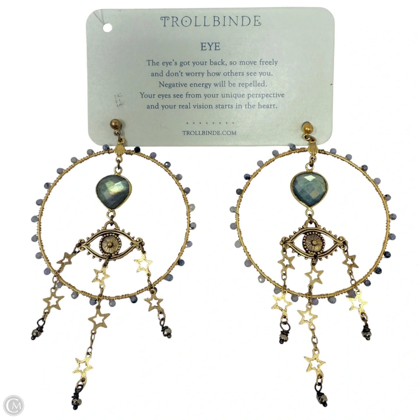 Starry-Eyed Evil Eye Dangle Hoop Earrings By Trollbinde